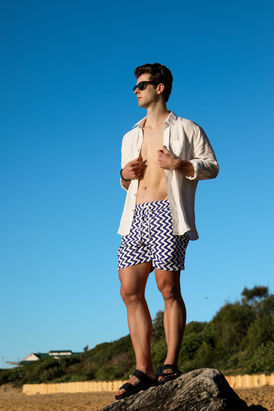 Navy & Ivory Print